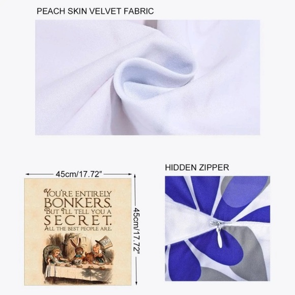 Alice in Wonderland Tea Party Whimsy Woodland Pillow Cover - Picture 3 of 4